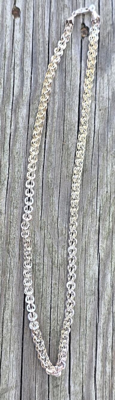 Sterling Silver 925 Italian Woven Spiga Wheat Chain Necklace 18" - 14 grams